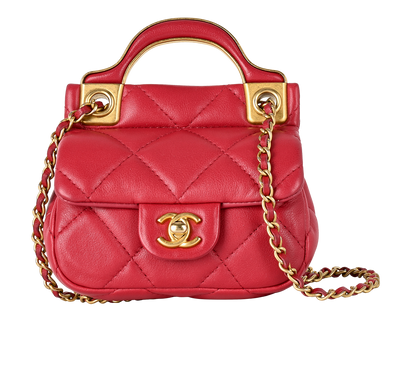 Lady Handle Flap Card Holder, &pound;1,800, Handbags, Red, Leather, Front view